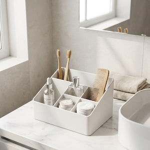 Minimalistischer Badezimmer Organizer | Waschtisch Ablage | Kosmetik & Pflege Organizer | Badezimmer Ordnung