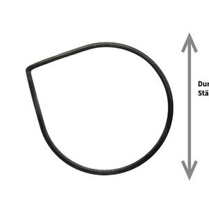 May include: A black, teardrop-shaped rubber gasket. The image includes text indicating the diameter is approximately 10.5 cm and the thickness is 3.8-4 mm. The gasket is set against a white background.