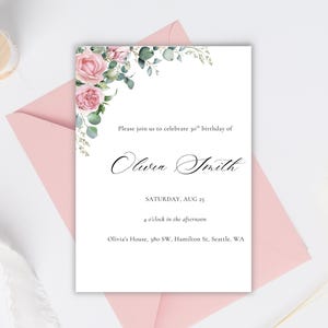 Wildflower 30th Birthday Invitation, Editable Wildflower Birthday Invite, Printable Floral Birthday Invitation, 20th Invite, 40th Invitation