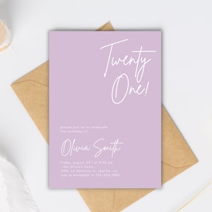 Pink 21st Birthday Invitation Template, Editable 21st Birthday Invite, Twenty One Birthday Invite, Printable & Digital 21st Birthday Invite
