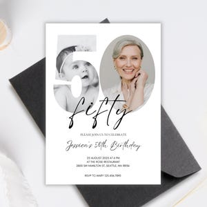 50th Birthday Invite, Look Who&#39;s 50, 50th Birthday Invitation with Photo, Editable 50th Invitation, Fifty Birthday, Invite for Man And Woman