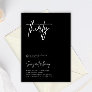 Thirty Birthday Invitation Template, Editable 30th Birthday Invite, 30th Birthday Invitation for Man, Digital & Printable Birthday Invite
