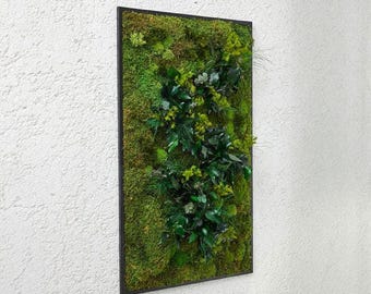 Rectangle Preserved Moss Wall Art: Natural Metal Frame, Zero Care 23” x 39”