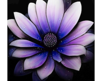 Flower Painting, Purple Flower Art Print, Large Flower Canvas, Statement Piece