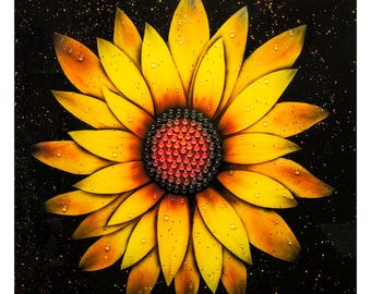 Yellow SunFlower Art Print, Yellow Flower Painting, Large Statement Art, Floral Art Print