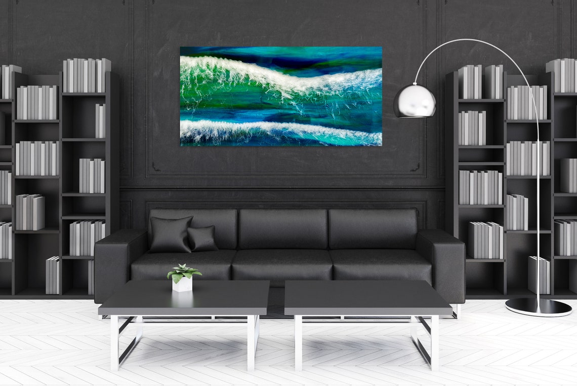 Abstract Ocean Canvas Print Ocean Art Abstract Beach Canvas Etsy