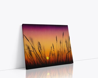 Landscape Sunset Art Print, Landscape Painting, Wildflower Art Print, Floral Decor, Relaxing