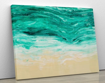 Arte de playa imprimible, impresión de arte abstracto del océano, arte del océano, pintura abstracta de playa, pintura abstracta de olas, arte de olas, decoración de playa