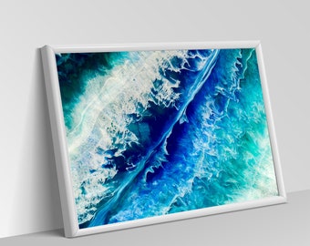Arte de pared imprimible con océano, impresión de arte abstracto del océano, arte del océano, pintura abstracta de playa, pintura abstracta de olas, arte de olas