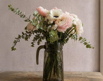 Vintage-Krugvase aus Rauchglas, französische Orangenlimonadenkaraffe, Bistro-Krug aus den 1970er Jahren, hergestellt in Frankreich / Vintage-Krugvase aus Rauchglas