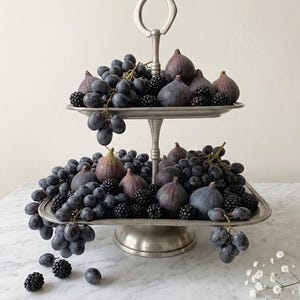 Vintage Silver Plated 2 Tier Serving Stand, French Cake Stand, Fruit Display, Heavy Quality Metal Serving Tray / Silver 2-Tier Display Stand