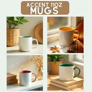 Accent Coffee Mug Mockup Bundle: Colored Interior, Boho Style (PNG Format)