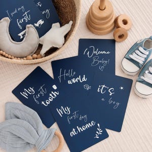 Cartes d'étapes bébé imprimables - Accessoires photo mensuels pour bébé - Cartes mémoire de première année - Cartes d'étapes mensuelles, téléchargement numérique pour nouveau-né
