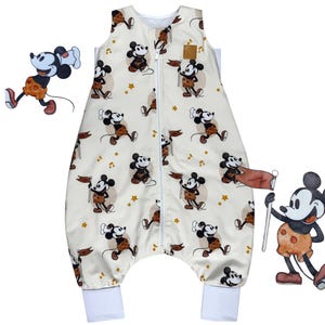 Mickey Mouse, saco de dormir infantil 100% algodão orgânico com pernas, saco de dormir para bebê, saco de dormir de algodão padrão Oeko-tex