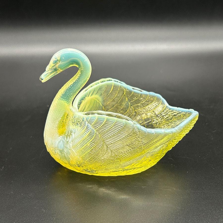 Uranium Glass Swan - Etsy