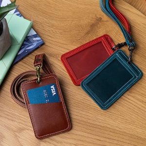 Gepersonaliseerde leren ID-houder, ID-houder met sleutelkoord, Leren ID-badgehoes, Aangepaste leren badgehouder, Badgehouder kantoor, Badgehouder