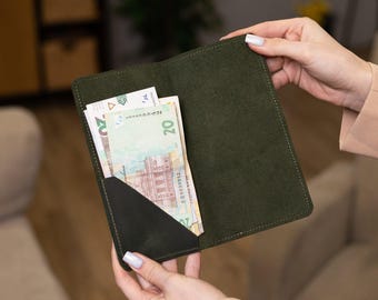 Engraved leather money sleeve, Leather cash envelope, Leather cash holder, Long cash wallet, Personalized money envelope, Cash holder wallet