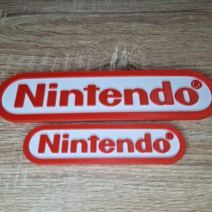 Placa de parede/mesa com logotipo clássico da Nintendo – Decoração de videogame retrô impressa em 3D