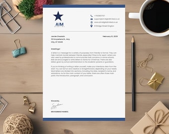 Customizable Business Letterhead Template for Canva – Professional, Editable Company Letterhead Design – Instant Digital Download
