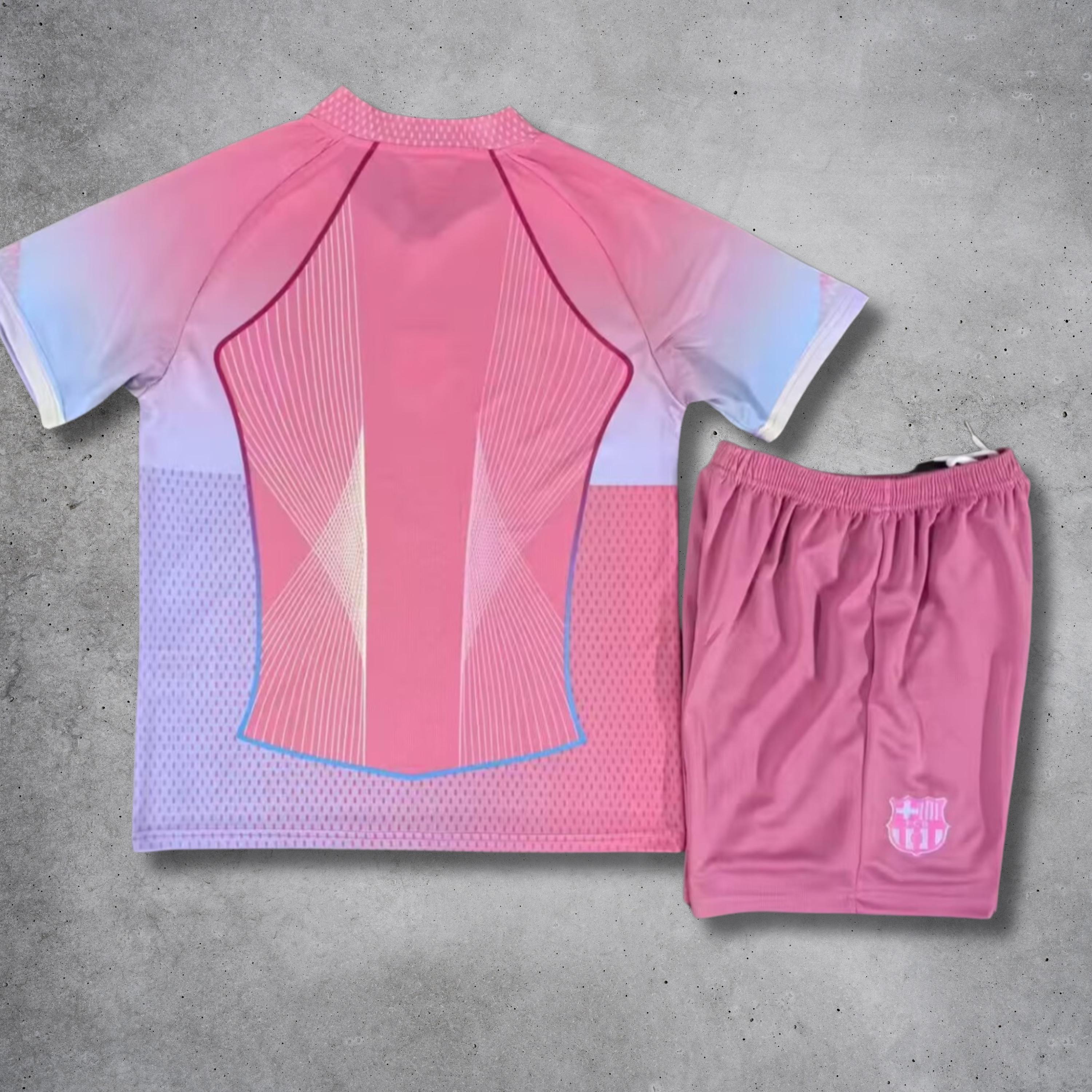 Barcelona Trikot Set Kinder - Pink, Inkl. T-Shirt, Shorts & Socken, Atmungsaktiv, Schnell Trocknend