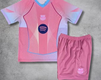 Barcelona Pink Edition Kids Set, Kids Football Kit ,  Barca Kids Set , Soccer Kit For Kids, Youth Barcelona Football Gift for Boys and Girls