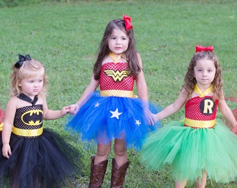 Wonder Woman Tutu Super Hero Tutu Halloween Costume Batman Robin Spiderman Superman INSPIRED tutu dress costume