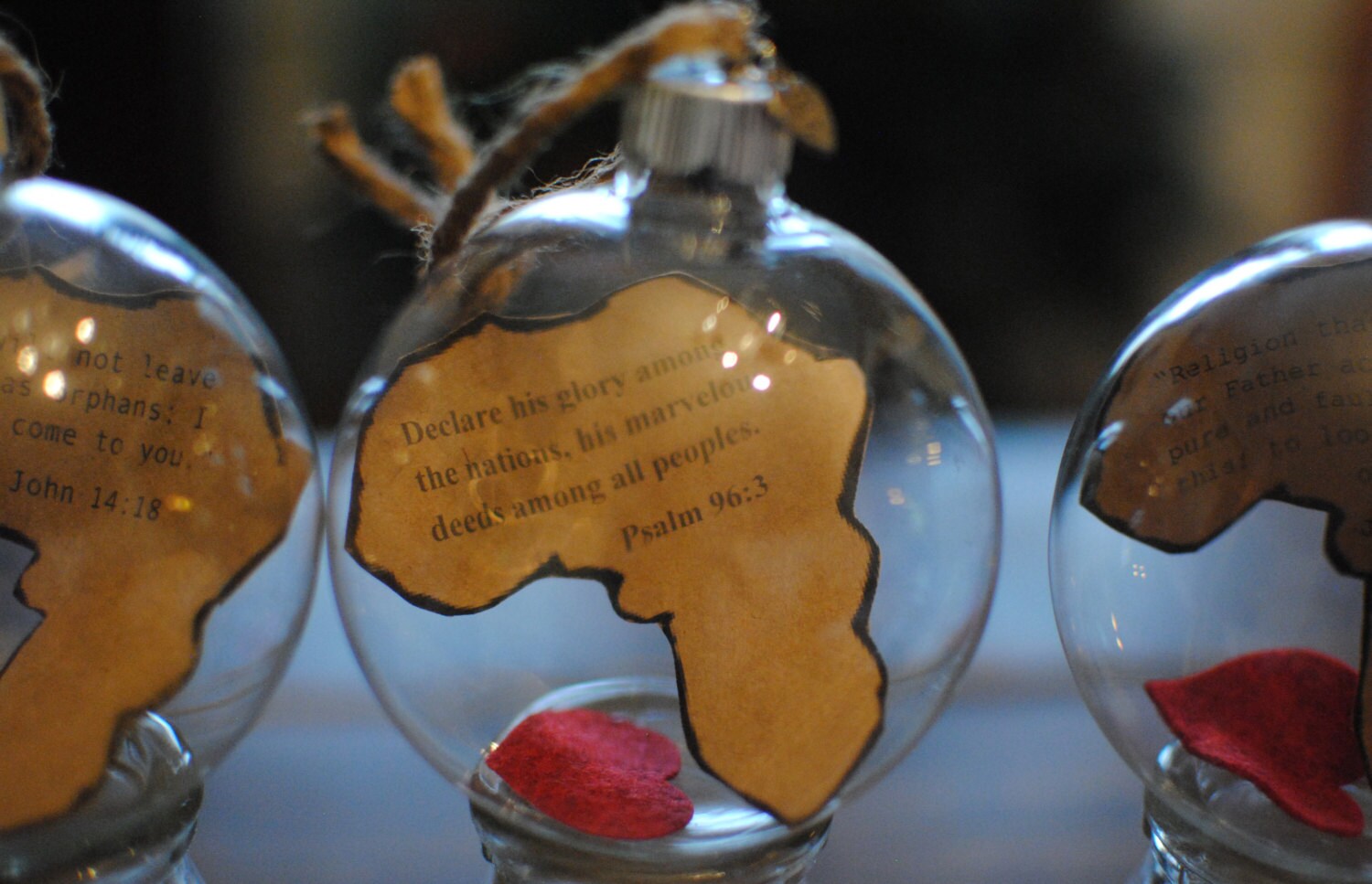 Africa Glass Ornament Adoption with felt heart Etsy