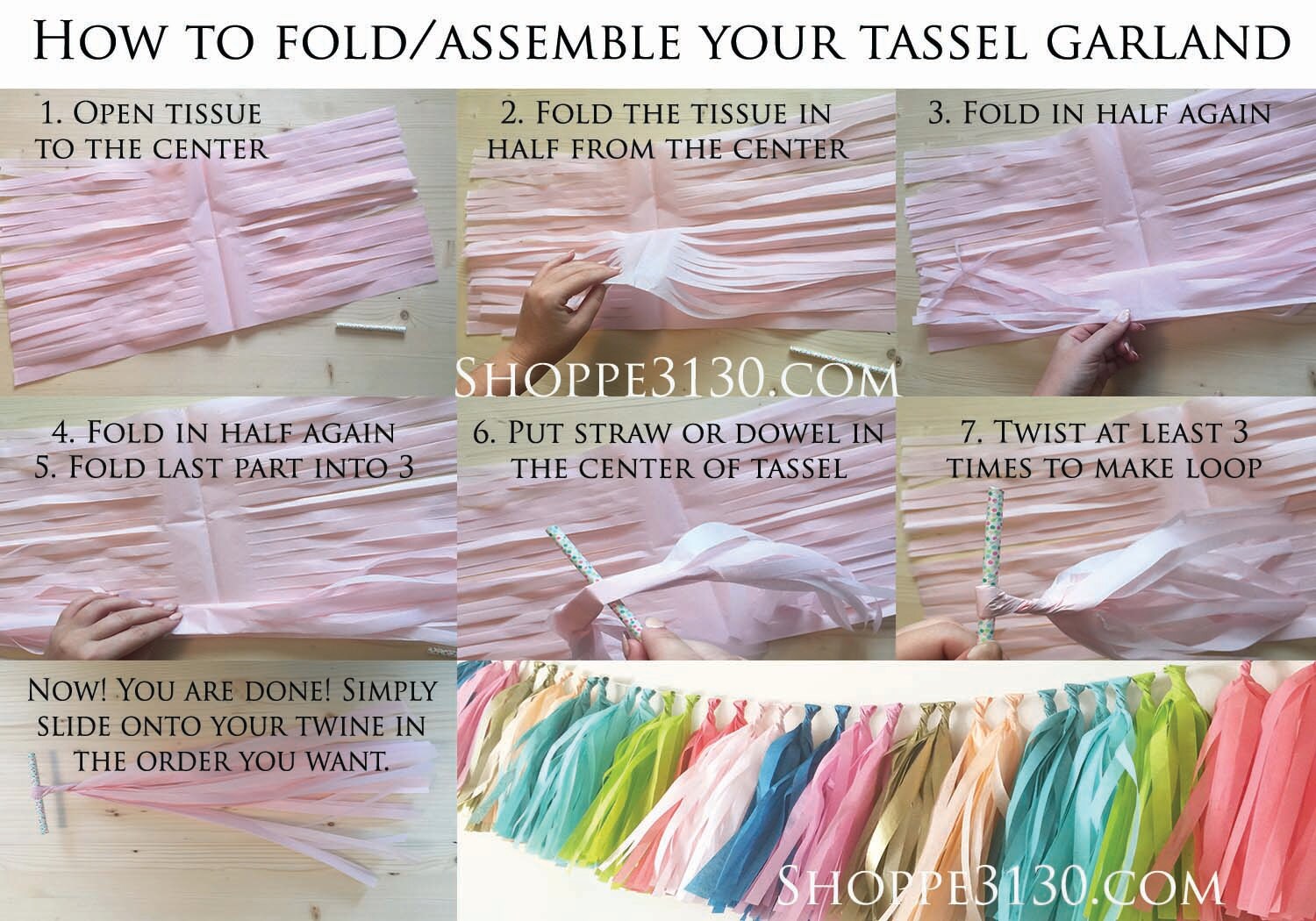 DIY Tassel Garland Tissue Paper Tassel Garland Kit Set of 6 Etsy
