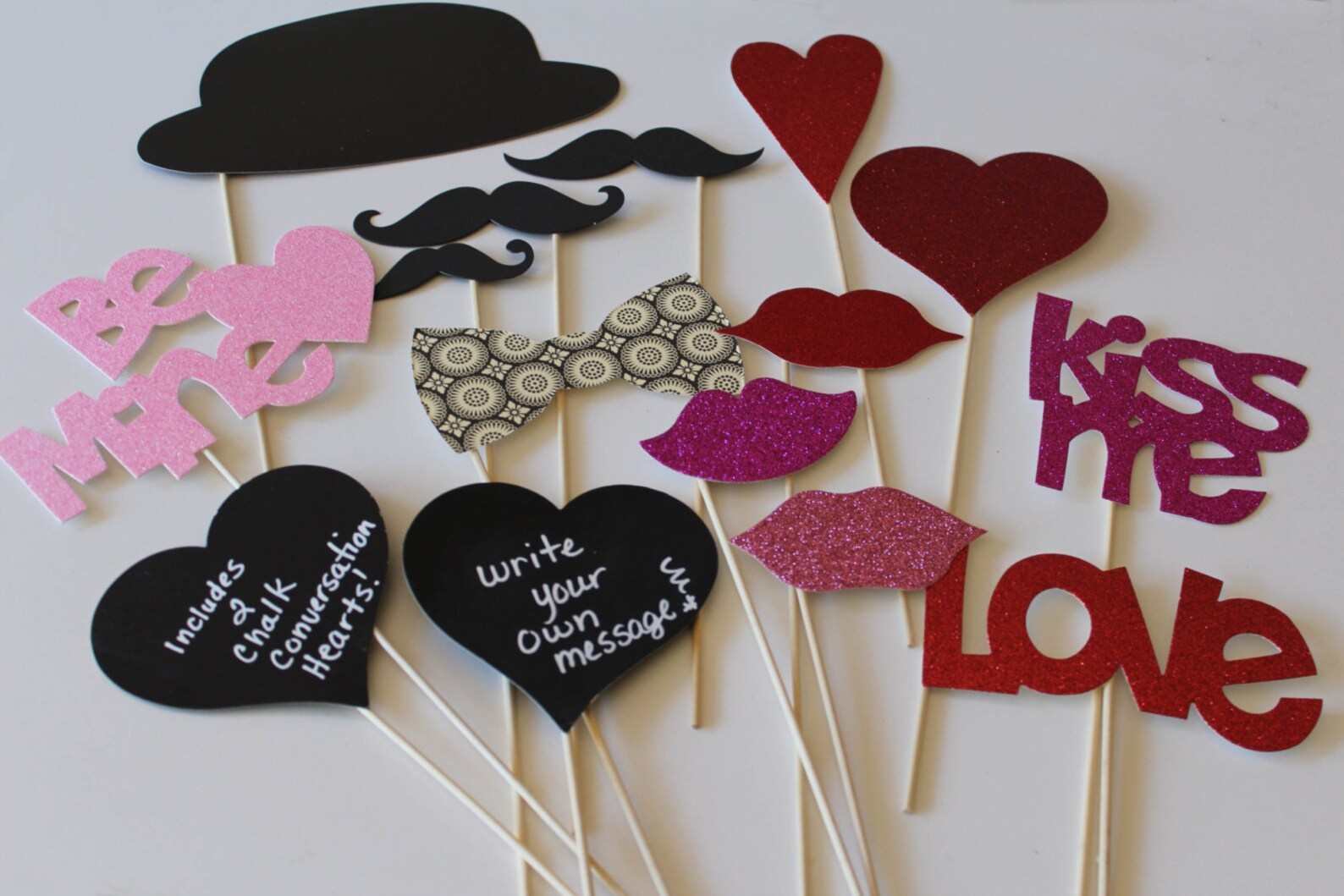 Valentine's Day Photo Booth Prop Set 16 piece DIY prop image 0.