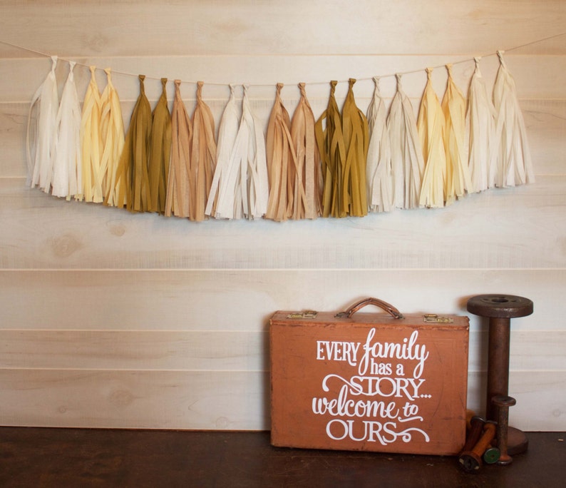 Plain and Simple Natural Tassel Garland Tissue Paper Tassels Garland Kit Set of 6 to 50 Choose your quantity
