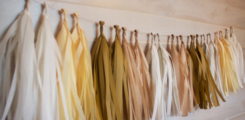 Plain and Simple Natural Tassel Garland Tissue Paper Tassels Garland Kit Set of 6 to 50 Choose your quantity