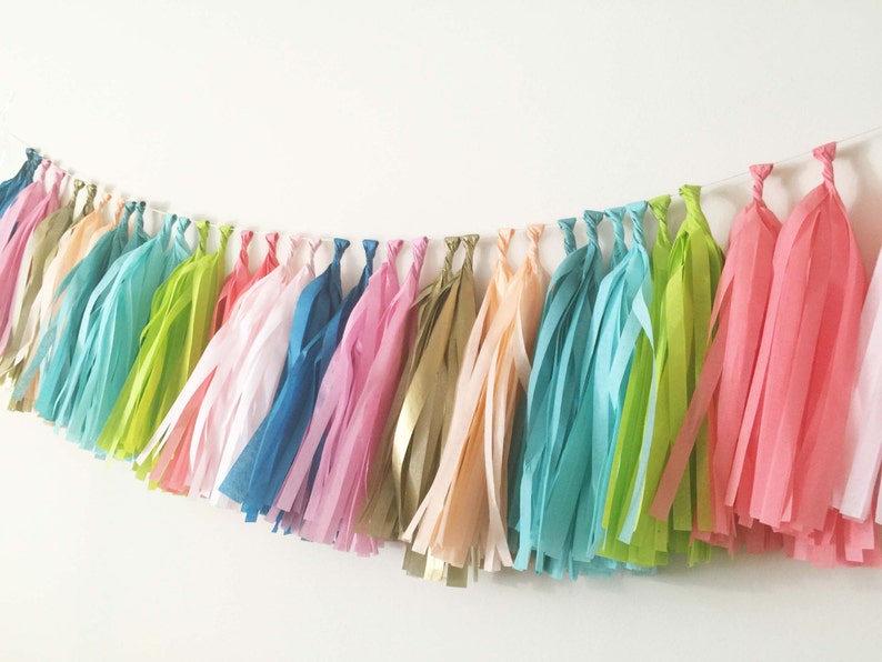 Tassel Garland Tissue Paper Tassels Garland Kit Set of 6 to 50 Etsy