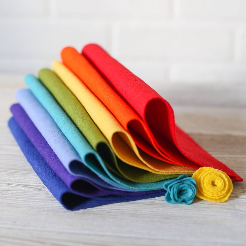 Wool Felt Fabric Sheets Rainbow Bright Pack of 16 Etsy