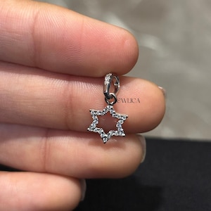 Antique Round Cut Colorless Moissanite Pendant, Start Shape Elegant Wedding Pendant, Pendant Without Chain, Designer Pendant