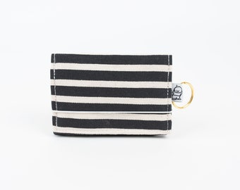 Card Wallet, Black + White Stripe Wallet, ID Case, Small Accessory, Fabric Wallet, Card Holder, Business Card holder, Slim Wallet