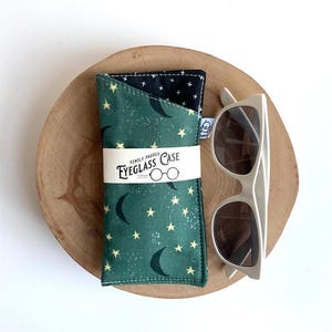 Celestial moon print padded eye glass case, fabric soft sunglasses pouch, Eye Glass Case, eyeglass sleeve, reading glasses case