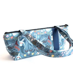 Tomboy Handbag, Zippered Purse, Purse , Handbag, Fabric Handbag, Fabric Purse, Shoulder Bags,Mermaid print image 2