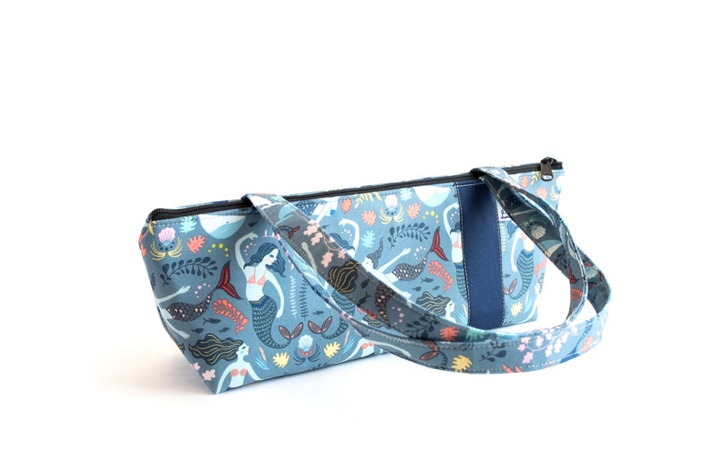 Tomboy Handbag, Zippered Purse, Purse , Handbag, Fabric Handbag, Fabric Purse, Shoulder Bags,Mermaid print image 2