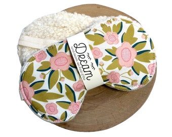 Floral Cotton Sleep Mask: Soft Faux Sherpa Travel Eye Mask