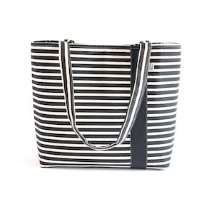Fabric Tote Bag, Little Man handbag,Workforce Tote,Tote bag,Fabric Hand Bag,Vegan Tote Bag,Fabric Purses, Black and White Stripe