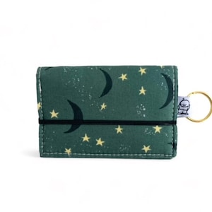 Tarjetero y funda para identificación Fases de la Luna, tarjetero unisex de tela, cartera vegana, tarjetero vegano, tarjetero