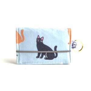Tarjetero y funda de identificación de tela Sage Kitty, unisex, vegano, para amantes de los gatos.