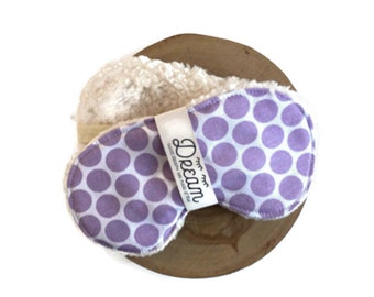 Cotton Sleep Mask in lavender polka dot print, Unisex  Sleep Mask for men and women