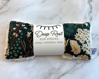 Weighted Eye Pillow: Emerald Floral Cotton, Minky Back