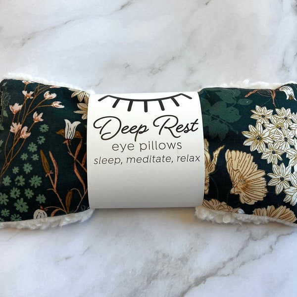 Weighted Eye Pillow, Deep Rest Eye Pillow in Emerald Floral