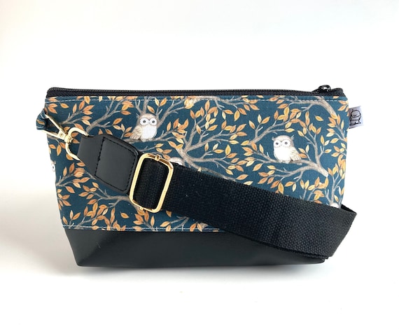 Small Crossbody Bag in Owl Print with adjustable strap