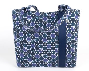 Fabric tote bag for women, Gift from Maine, Blueberry print tote bag, Women's Shoulder Bag