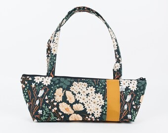 Floral Fabric Handbag: Zippered Shoulder Bag, Vegan Purse