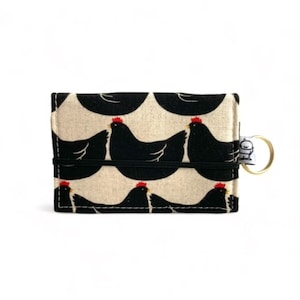 Cartera minimalista para tarjetas y estuche para identificación para amantes de los pollos, cartera de tela unisex, cartera vegana, regalo vegano para amantes de los pollos.