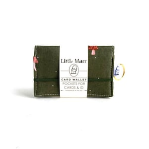 Cartera y estuche para identificación minimalistas para amantes de los hongos, cartera unisex de tela, cartera vegana, tarjetero vegano, estampado de hongos Cottage Core